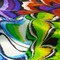 1 Yard Italian Lime Green, Blue and Purple Butterfly Wings Silk Charmeuse Fabric 52 Inches Wide